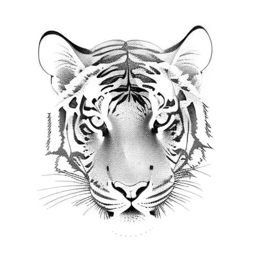 A Tatoo Art With Bottom Part As Tree And The Top As Tiger