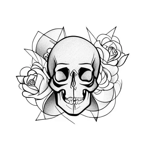 Hourglass Containing A Skull And A Flower