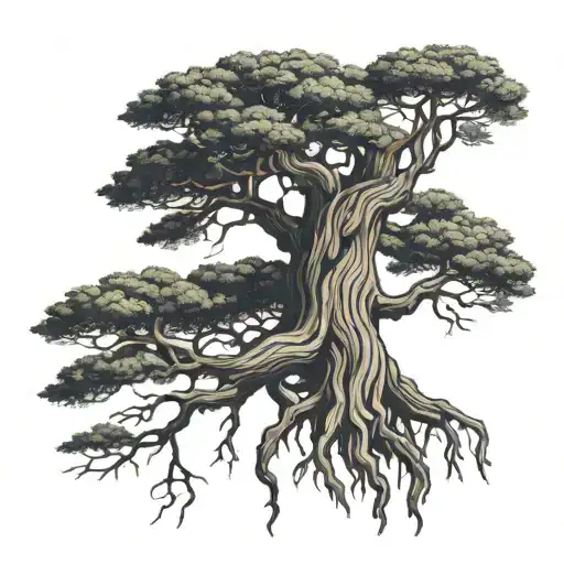 Stone Pine Tree With Roots