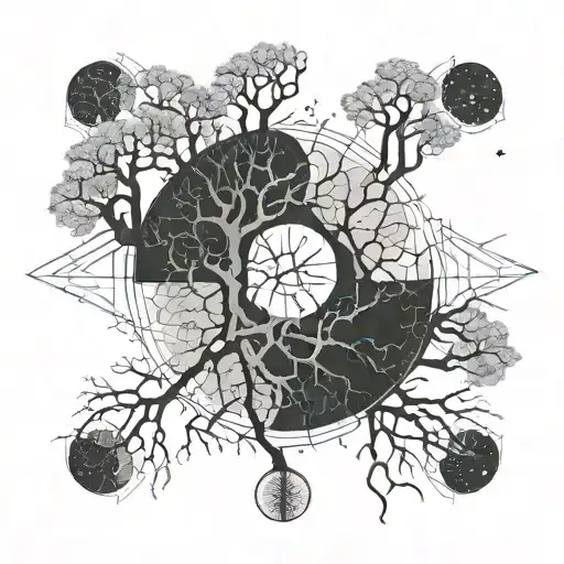 Root Of Tree Growin In A Forest If The Moon Phases