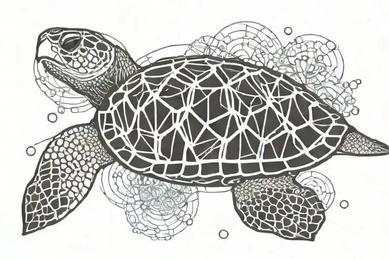 Turtle Just Under The Water With Corals Underneath