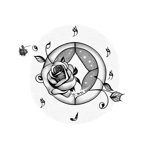 Moon With A Rose And A Music Note