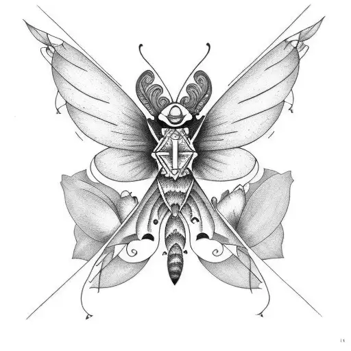 Death Moth And Moon With Florals Chest