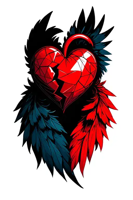 Broken Heart Held With Feather Wings