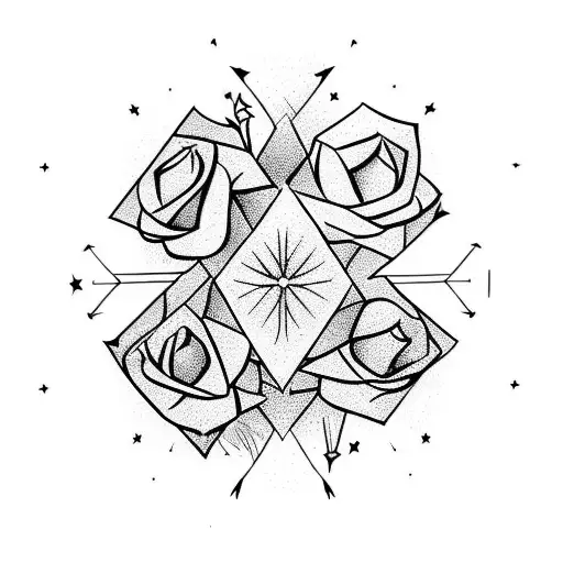 Arrow With Roses And Stars Around It