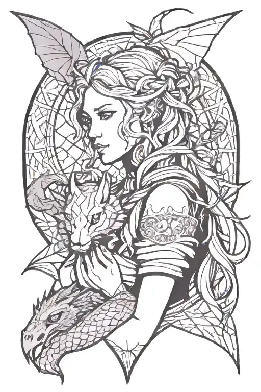 Virgo Maiden Holding A Sweet Dragon