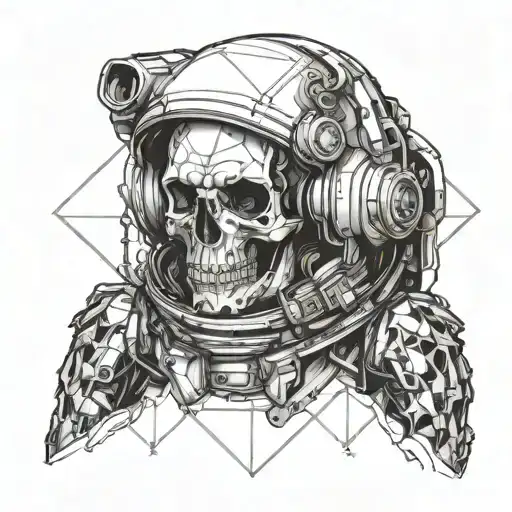 Sacred Geometry Repeating Pattern Astronaut Skull Full Sleeve