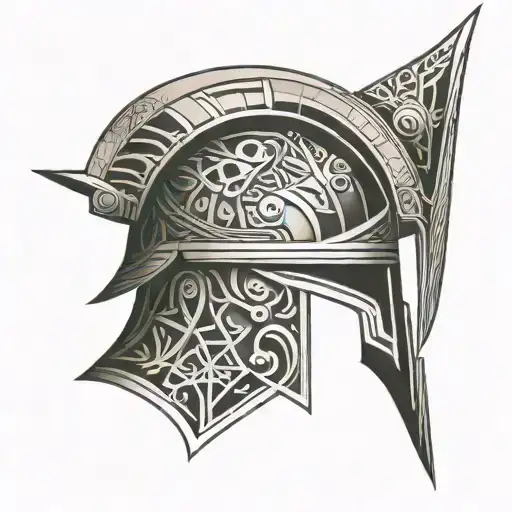 Spartan Military Helmet Nordic Runes War Motifs Death