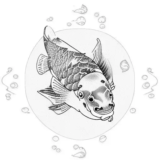 Water Pattern Sleeve With Koi Fish