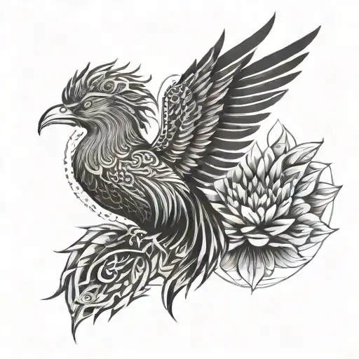 Abstract Pheonix Rising With Lotus On Bottom