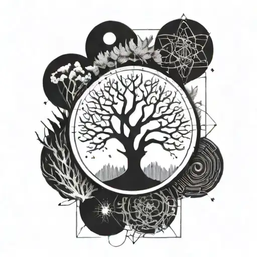 Fine Line Tattoo That Symbolizes Different Branches Of Science