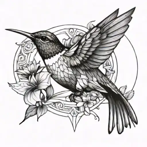 Hummingbird And Swallows Flying