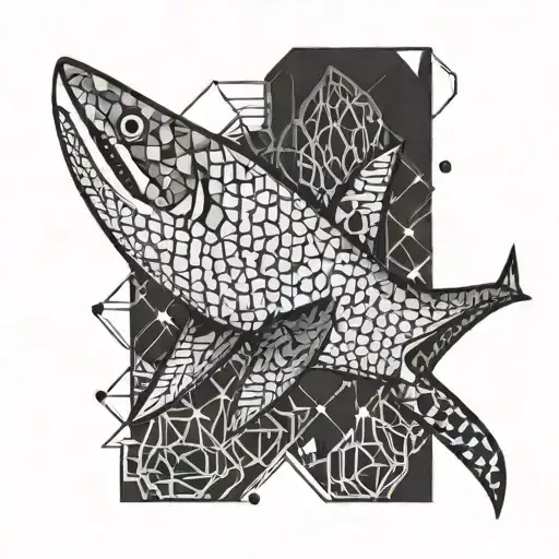 Little Shark With Bundle In Black And White