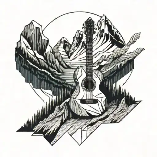 Mountain Peak With Traveling Featuring A Guitar