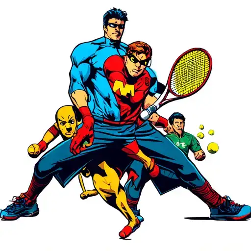A Mashup Of Marvel Superheroes Playing Tennis In A Scooby Doo Mystery Setting