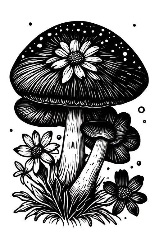 Cottagecore Mushroom With Flowers Symbolizing Your Love