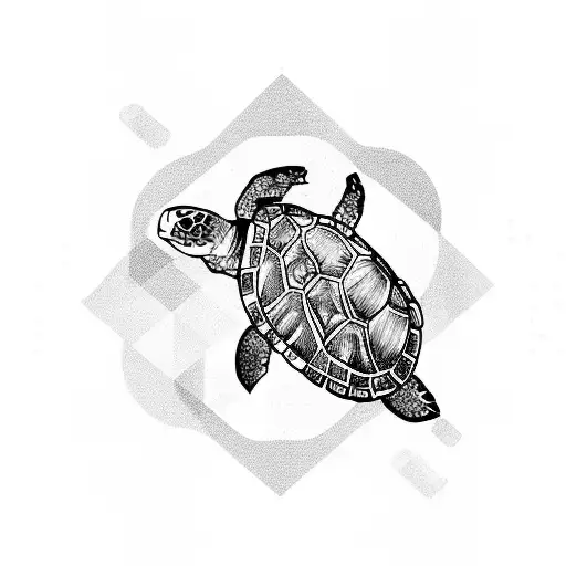 Sea Turtle With Civilization On Its Back