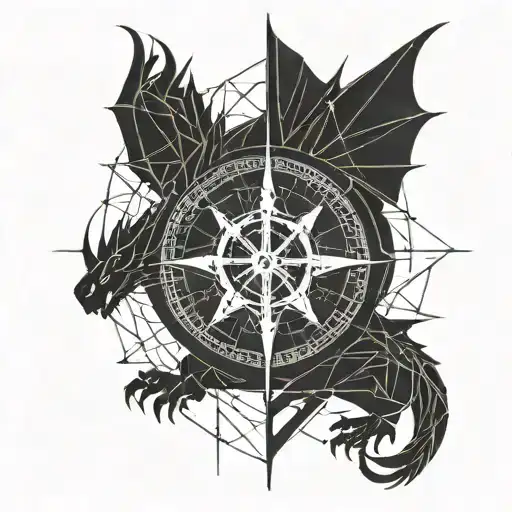 Minimalistic Dragon With Compass