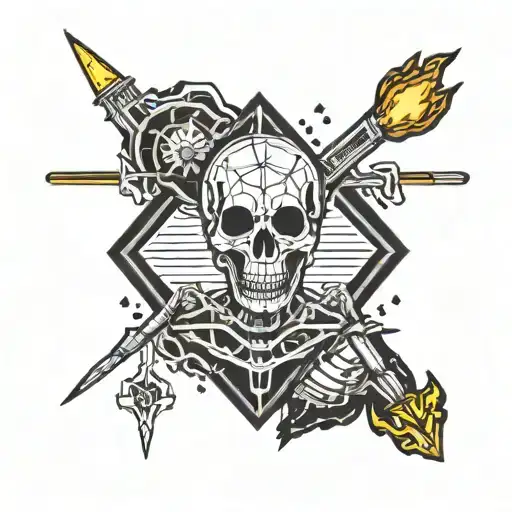 Twenty One Pilots Skeleton Clique Logo Combined With A Torch