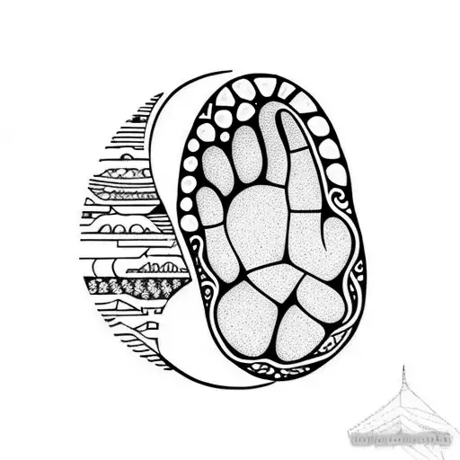 Dog's Footprint With The Moon At The Background