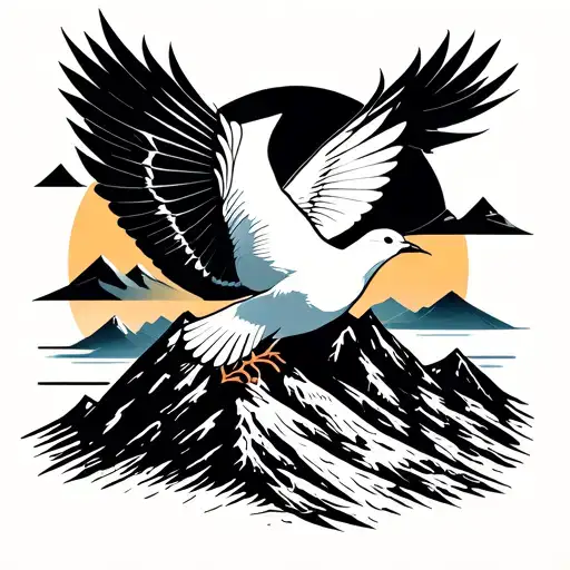 Mountain With A Dove And Wind