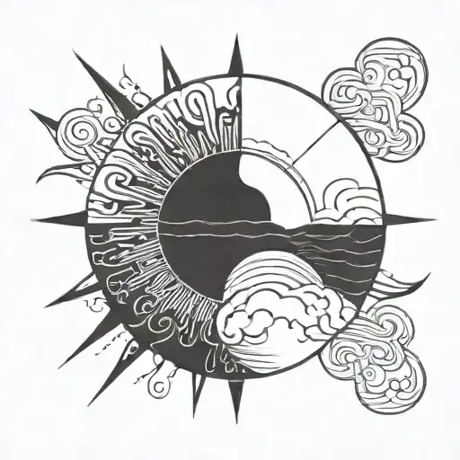 A Sun Rising Out Of Cloudsit At The Base Of The Sun Are The Words In Cursive Sol Se Let Oritur