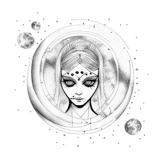 Moon Line Space Planet Sparkles Woman Feminity Dot Spirituality