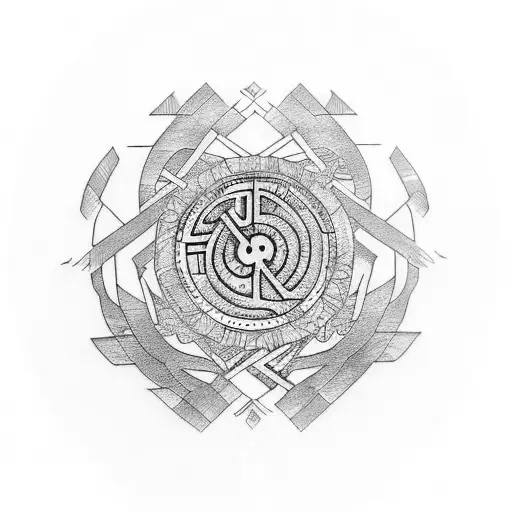 Cyberpunk Tree Buddhist Petal Structure And Viking Runes