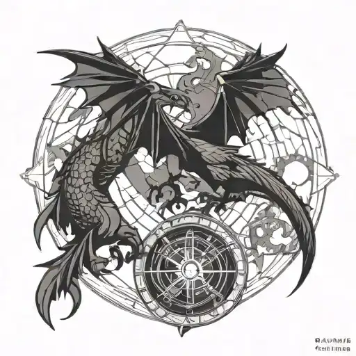 Dragon And Ravens Fighting Dark Figuers For The Power Of Time