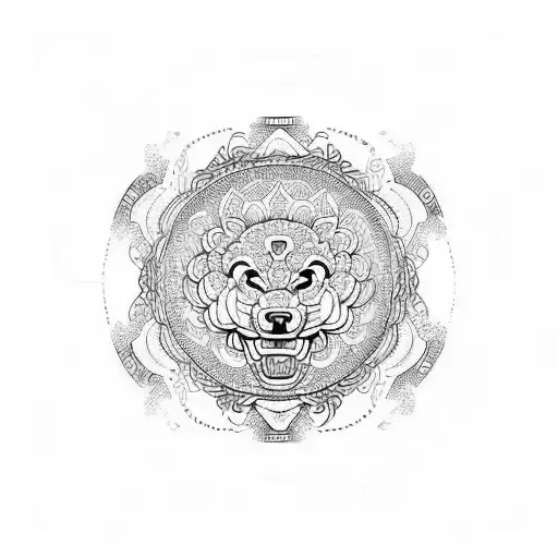 Foo Dog Com Fundo De Mandala
