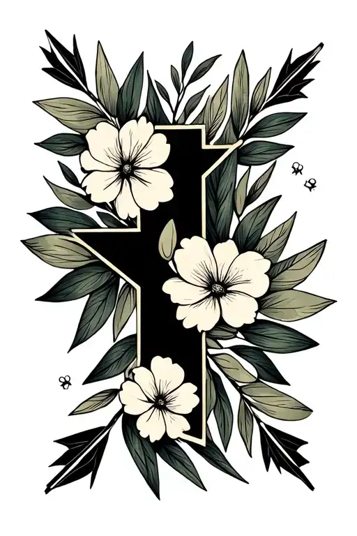 Cross Arrows And Olive Branch Transparent Background With Flowers