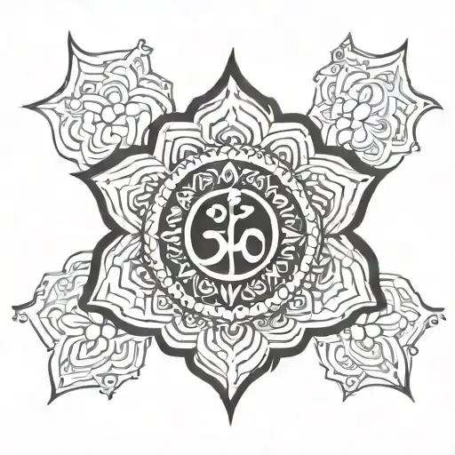 Mandala With Aum Symbol And Lotus Flower