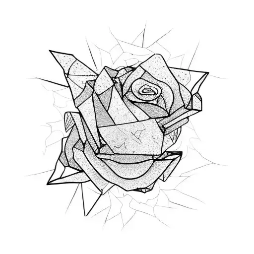 Broken Glass Shards With Flowers