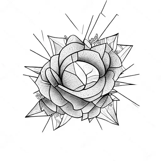 Broken Glass Shards With Flowers