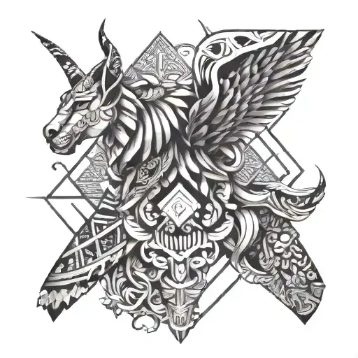 Combine Elements Of Asian And Egyptian Culture In A Tattoo Design