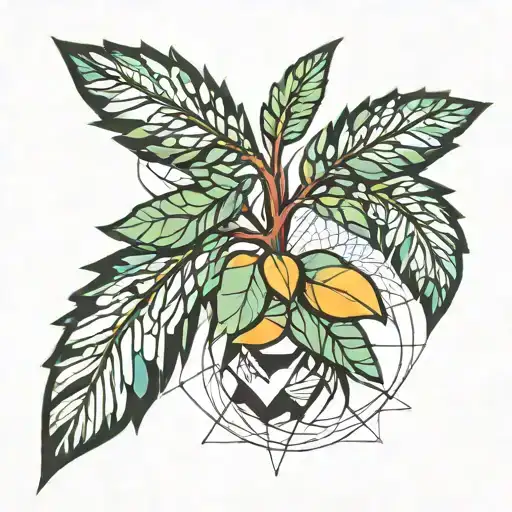 A Colorful Tattoo Of A Rosmarin Plant