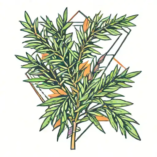 A Colorful Tattoo Of A Rosemary Plant