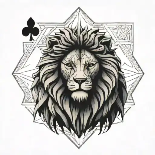 3D King Of Spades Card With Fierce Lion As The King