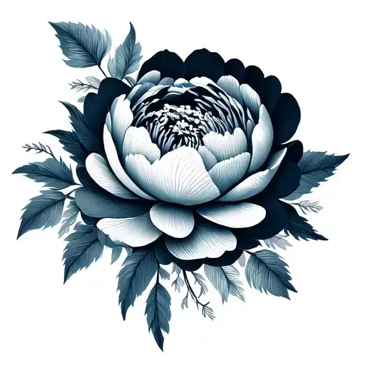 Peony And Geometric Foliage That Will Cover The Whole