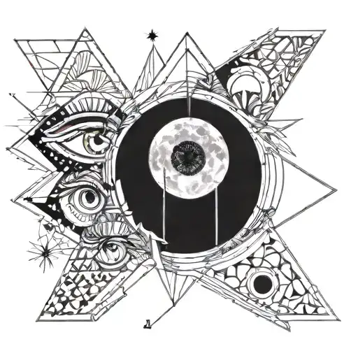 Eyes And Moon And Triangle Shape