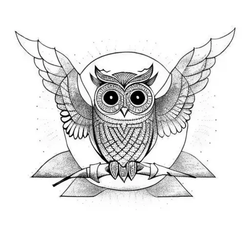 Owl With Wings Going Up