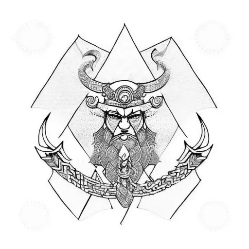 Mix Of Viking And Hindu Symbols For Never Give Up