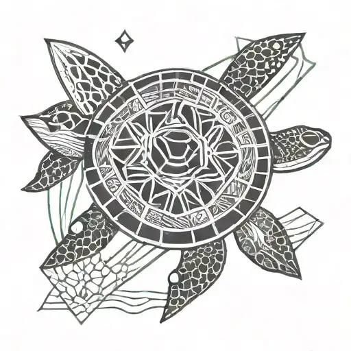 Sea Turtle Holding Surfboard