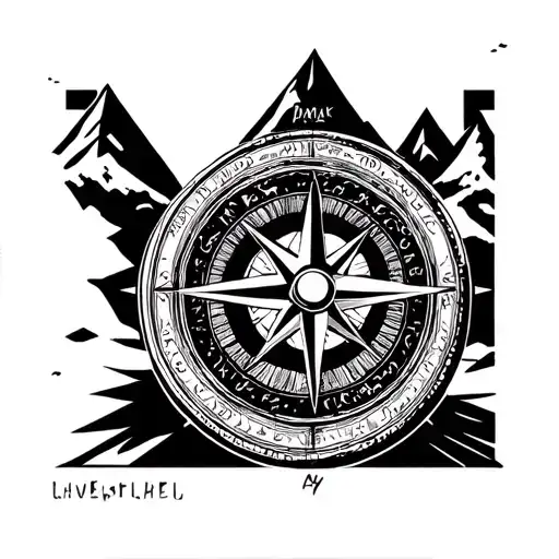 Mountains And Compass Surrounded