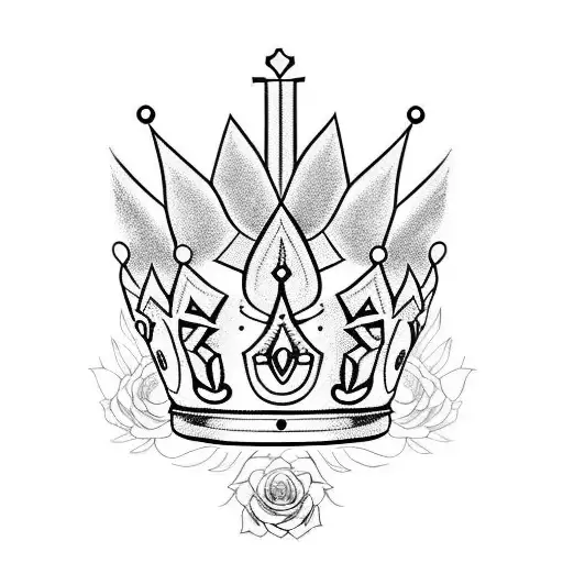 Crown Over A Sword With Roses