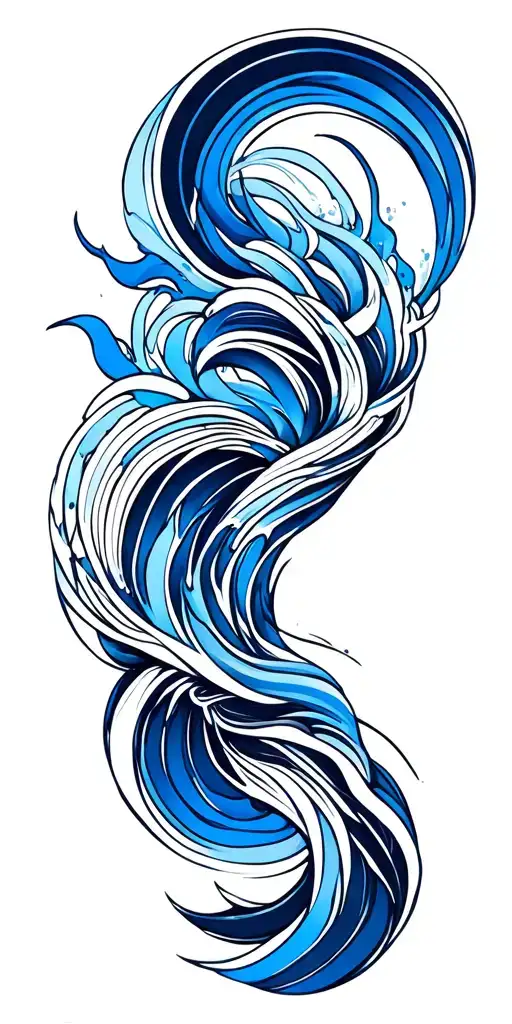 Japanes Blue Waves Flowing Lines