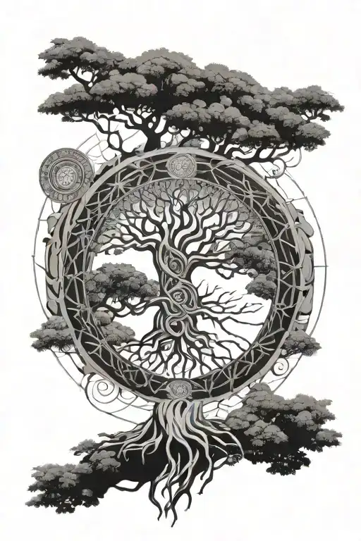 Tree Of Life Intertwined With 12 Chakras Intertwined With Elements