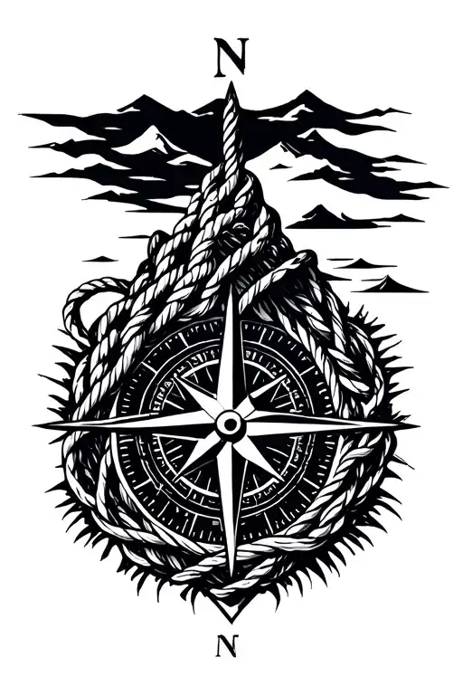 Compass Wave Mountain Rope Tied