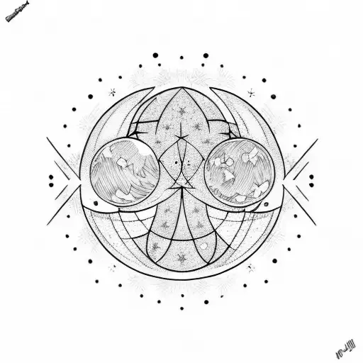 Moon And A Star Facing Each Other