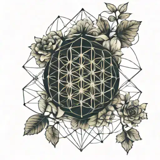 Flower Of Life Pattern Incorporating Tree Of Life As A Whole